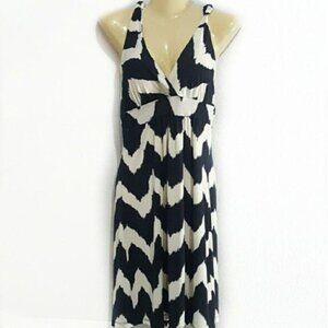 Taheri Dress Chevron Halter Dress Black & Cream‎ Women's Size S